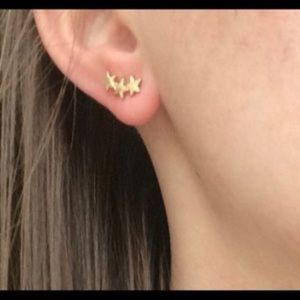 NEW! 3 Star Dainty Gold Color Stud Earrings
